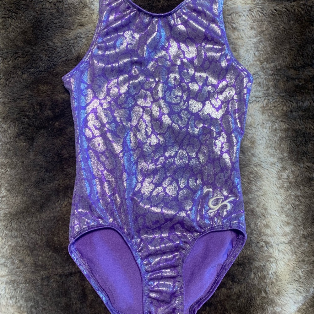 GK Purple Leopard Print Shimmer Leotard Child Small